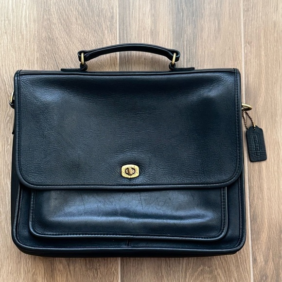 COACH A8C-5181 Black Vintage Colebrook Briefcase Top Handle Crossbody Laptop Bag - Picture 4 of 10